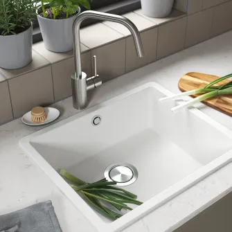 IKEA KILSVIKEN Chiuveta incorporata, 1 cuva, alb/compozit cuart, 56x46 cm