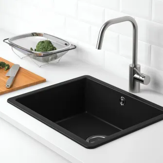 IKEA KILSVIKEN Chiuveta incorporata, 1 cuva, negru compozit cuart, 56x46 cm