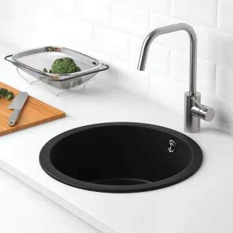 IKEA KILSVIKEN Chiuveta incorporata, 1 cuva, negru/compozit cuart, 47 cm