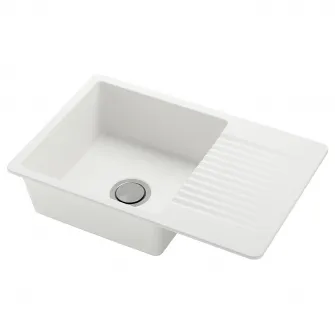 IKEA KILSVIKEN Chiuveta incorporata, 1cuva+uscator, alb compozit cuart, 72x46 cm