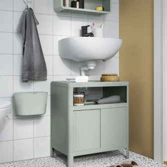 IKEA KINNASJÖ Cos gunoi, cu capac autoadeziv/verde, 4 l