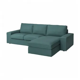 IKEA KIVIK Canapea 3 locuri cu sezlong, Kelinge gri-turcoaz
