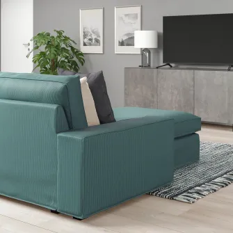 IKEA KIVIK Canapea 3 locuri cu sezlong, Kelinge gri-turcoaz