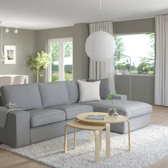 IKEA KIVIK Canapea 3 locuri cu sezlong, Tibbleby bej/gri