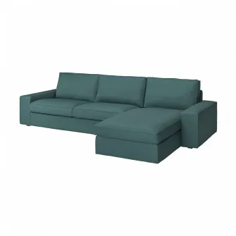 IKEA KIVIK Canapea 4 locuri cu sezlong, Kelinge gri-turcoaz