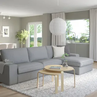 IKEA KIVIK Canapea 4 locuri cu sezlong, Tibbleby bej/gri
