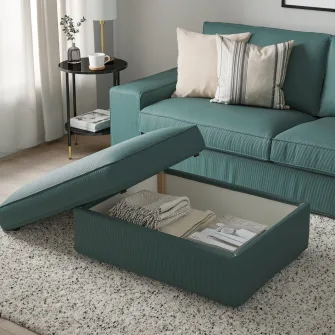 IKEA KIVIK Taburet cu depozitare, Kelinge gri-turcoaz