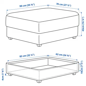 IKEA KIVIK Taburet cu depozitare, Kelinge gri-turcoaz