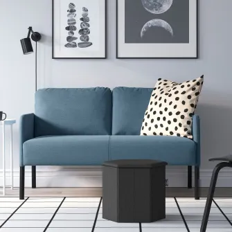 IKEA KJUGE Pouf cu depozitare, Knisa gri inchis