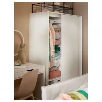 IKEA KLEPPSTAD Dulap de haine cu usi glisante, alb, 117x176 cm