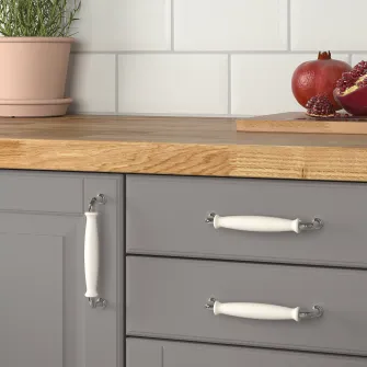 IKEA KLINGSTORP Maner, alb murdar/cromat, 141 mm