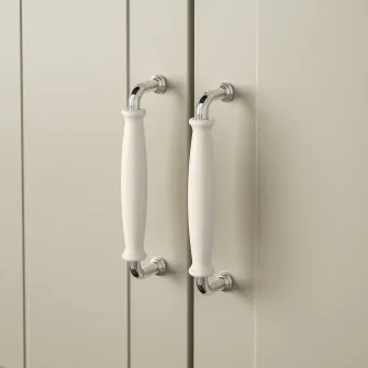 IKEA KLINGSTORP Maner, alb murdar/cromat, 141 mm