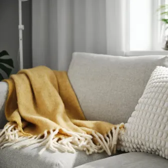IKEA KLIPPOXEL Patura, bej-galben, 130x170 cm