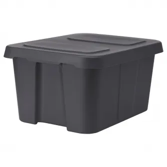 IKEA KLÄMTARE Cutie cu capac interior/exterior, gri inchis, 58x45x30 cm