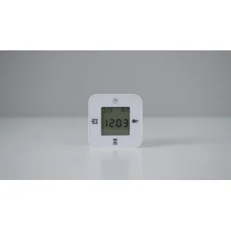 IKEA KLOCKIS Ceas/termometru/alarma/temporizator, alb, 7x7 cm