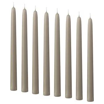 IKEA KLOKHET Lumanare conica neparfumata, gri-bej, 25 cm