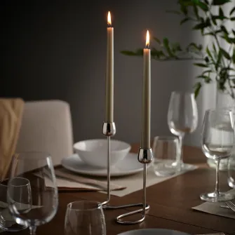 IKEA KLOKHET Lumanare conica neparfumata, gri-bej, 25 cm