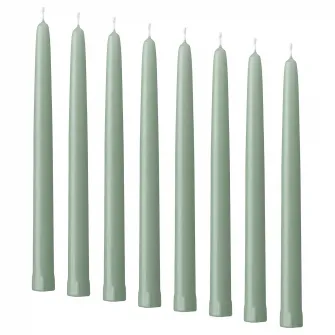 IKEA KLOKHET Lumanare conica neparfumata, gri-verde deschis, 25 cm