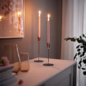 IKEA KLOKHET Lumanare conica neparfumata, roz deschis, 25 cm