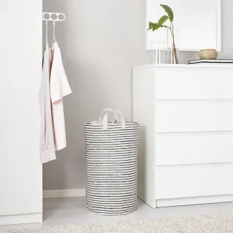 IKEA KLUNKA Cos rufe, alb/negru, 60 l