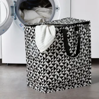 IKEA KNALLA Sacosa, negru/alb, 40x25x47 cm/47 l