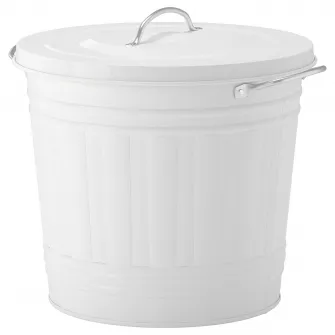 IKEA KNODD Cos cu capac, alb, 16 l