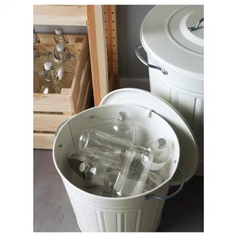 IKEA KNODD Cos cu capac, alb, 16 l