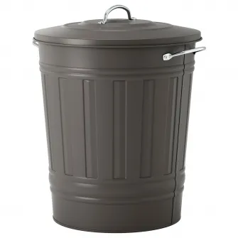 IKEA KNODD Cos cu capac, gri, 40 l