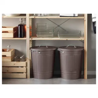 IKEA KNODD Cos cu capac, gri, 40 l