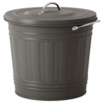 IKEA KNODD Cos cu capac, gri, 16 l