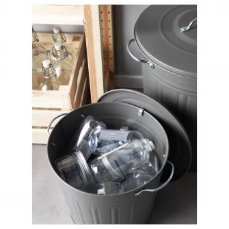 IKEA KNODD Cos cu capac, gri, 16 l
