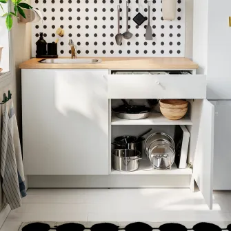 IKEA KNOXHULT Corp baza cu usi + sertar, alb, 120 cm