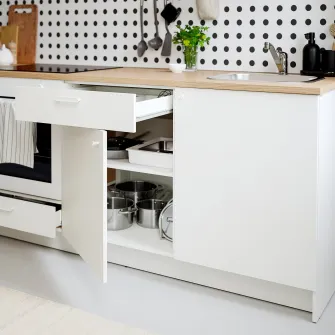 IKEA KNOXHULT Corp baza cu usi + sertar, alb, 180 cm