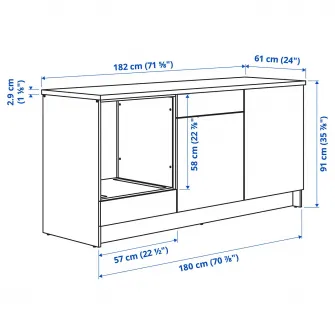 IKEA KNOXHULT Corp baza cu usi + sertar, alb, 180 cm