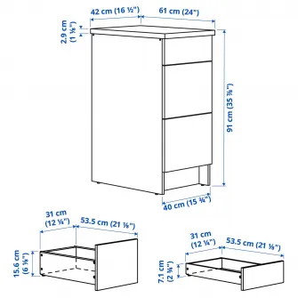 IKEA KNOXHULT Corp baza cu sertare, alb, 40 cm