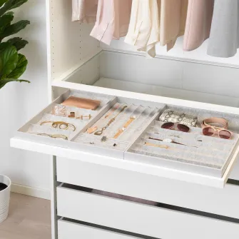 IKEA KOMPLEMENT Organizator 4 compartimente, gri, 25x53x5 cm