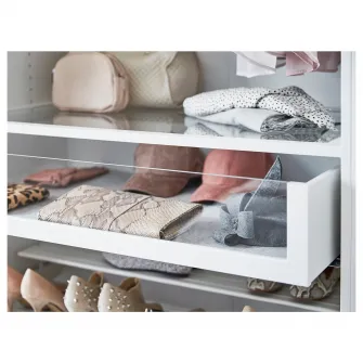 IKEA KOMPLEMENT Sertar cu front de sticla, alb, 75x58 cm