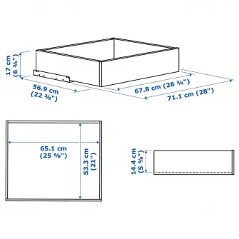 IKEA KOMPLEMENT Sertar cu front de sticla, alb, 75x58 cm