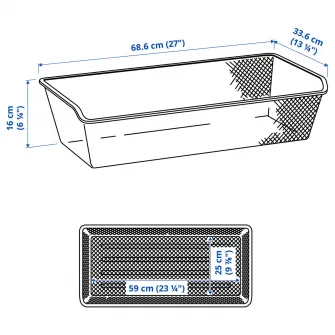 IKEA KOMPLEMENT Cos metalic, alb, 75x35 cm