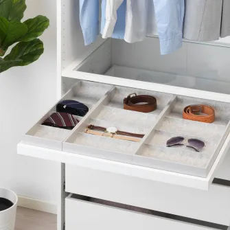 IKEA KOMPLEMENT Tava culisanta cu organizator, alb, 75x58 cm