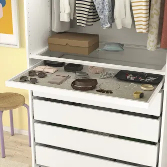 IKEA KOMPLEMENT Tava extensibila+protectie sertar, alb/gri, 100x58 cm