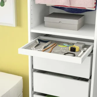 IKEA KOMPLEMENT Tava extensibila+protectie sertar, alb/gri, 50x35 cm