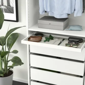 IKEA KOMPLEMENT Tava extensibila+protectie sertar, alb/gri, 75x35 cm