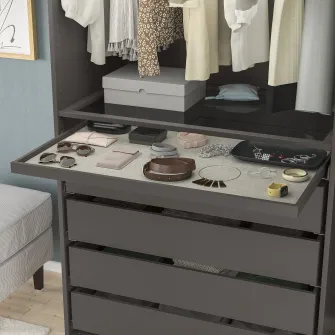 IKEA KOMPLEMENT Tava extensibila+protectie sertar, gri inchis/gri, 100x58 cm