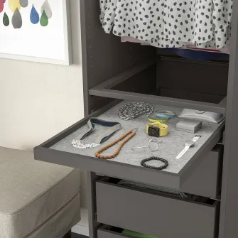 IKEA KOMPLEMENT Tava extensibila+protectie sertar, gri inchis/gri, 50x58 cm