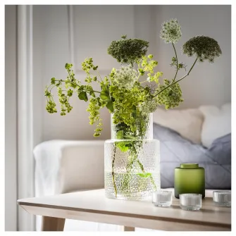 IKEA KONSTFULL Vaza, sticla transparenta/cu model, 26 cm