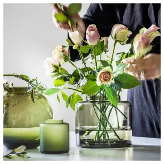 IKEA KONSTFULL Vaza, verde-maro, 16 cm