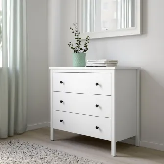 IKEA KOPPANG Comoda 3 sertare, alb, 90x83 cm