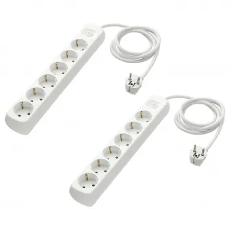 IKEA KOPPLA Prelungitor 6 prize+ intrerupator, alb, 1.5 m