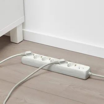 IKEA KOPPLA Prelungitor 6 prize+ intrerupator, alb, 1.5 m